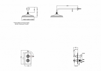 Trent Thermostatic Single Outlet Concealed Shower Valve with Fixed Shower Arm